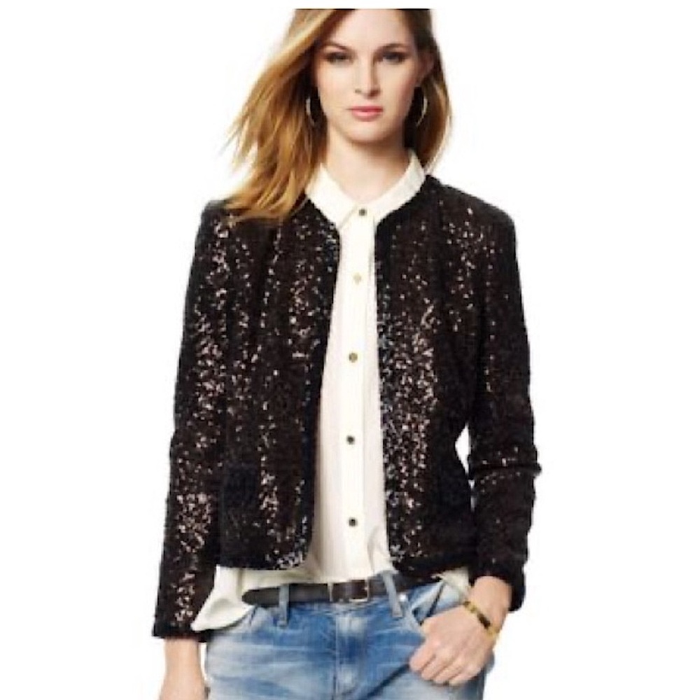 EUC Juicy Couture Black Sequin Jacket Size Medium